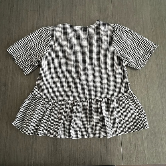 Crossover Peplum Top in Textured Gingham Check - Picture 4 of 7
